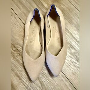 Rothy's Cream Flats with Blue Trim